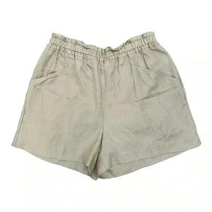 Elizabeth and James Woman's High Waisted Smocked Khaki Shorts Large